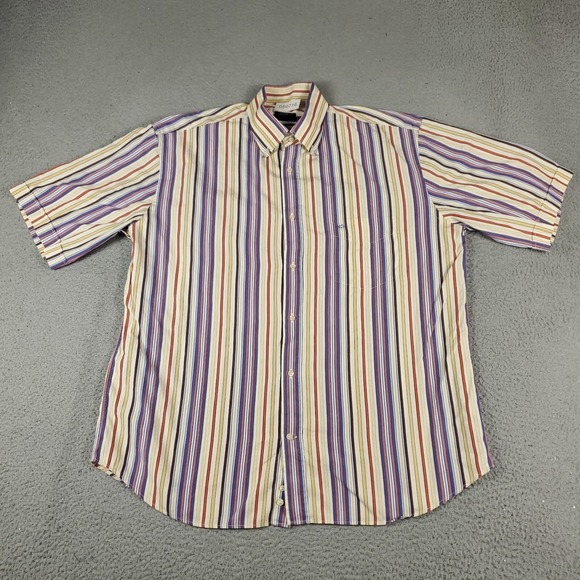 Paul & Shark Other - Paul & Shark Shirt Mens Size XL Purple Yellow Striped Button Up Short Sleeve